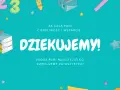 Jak podziękować za prezent? Na tle szkolnych przyborów i liczb 123, napis "DZIĘKUJEMY!" wyraża wdzięczność za cierpliwość i wsparcie.