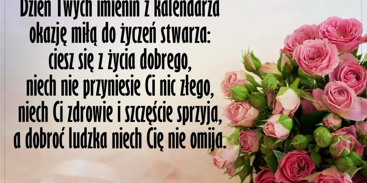 Bukiet róż na imieniny 16 sierpnia. Życzenia: ciesz się życiem, niech zdrowie i szczęście sprzyjają, a dobroć niech nie omija.