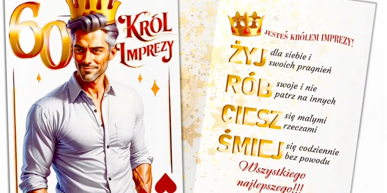 Krótkie życzenia na 60 urodziny dla mężczyzny: "Jesteś królem imprezy! Żyj, rób, ciesz się, śmiej. Wszystkiego najlepszego!