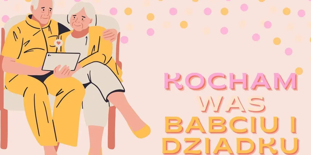 Urocza para seniorów ogląda coś na tablecie. Idealny obrazek na Dzień Babci i Dziadka, kiedy wypada ten wyjątkowy dzień. Kocham Was Babciu i Dziadku!
