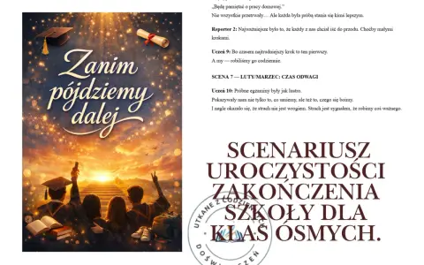 Scenariusz uroczystości zakończenia szkoły dla klas ósmych "Zanim pójdziemy dalej". Jak napisać list pożegnalny? Uczniowie patrzą na schody do słońca.