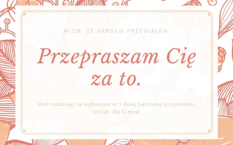Przeprosiny dla męża. "Przepraszam Cię za to. Wiem, że bardzo przegiąłem. Mam nadzieję, że wybaczysz mi i dalej będziemy przyjaciółmi. Uściski dla Ciebie!