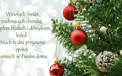 Wesołych Świąt! Piękna choinka, ciepło bliskich i dźwięk kolęd. Niech te dni przyniosą spokój i uśmiech. Idealne życzenia na święta bożego narodzenia sms.