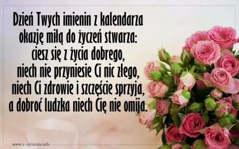 Bukiet róż na imieniny 16 sierpnia. Życzenia: ciesz się życiem, niech zdrowie i szczęście sprzyjają, a dobroć niech nie omija.