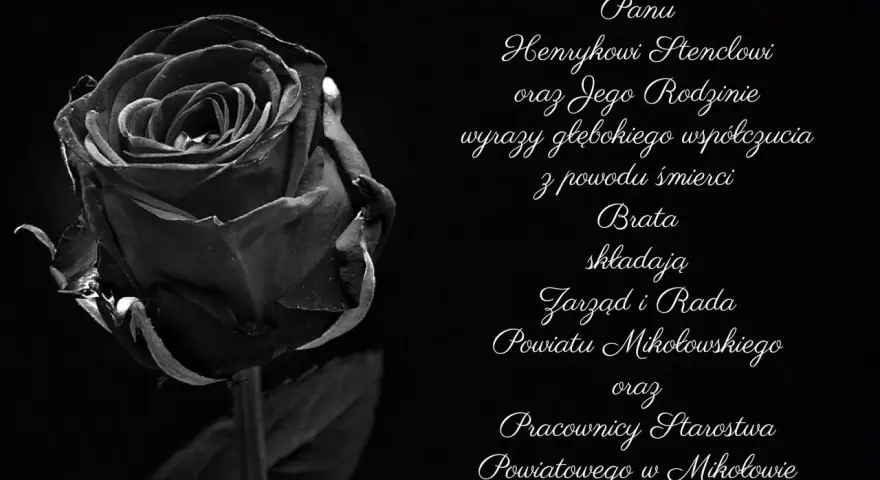 Czarna róża symbolizuje kondolencje z powodu śmierci brata. Wyrazy współczucia dla Pana Henryka i Rodziny.