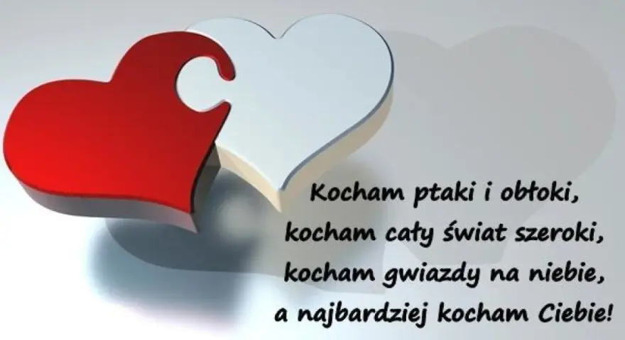 Walentynkowe serca i wierszyki dla koleżanki: "Kocham ptaki i obłoki, kocham cały świat szeroki, kocham gwiazdy na niebie, a najbardziej kocham Ciebie!