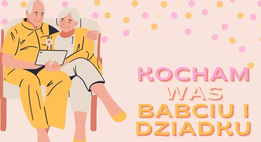 Urocza para seniorów ogląda coś na tablecie. Idealny obrazek na Dzień Babci i Dziadka, kiedy wypada ten wyjątkowy dzień. Kocham Was Babciu i Dziadku!
