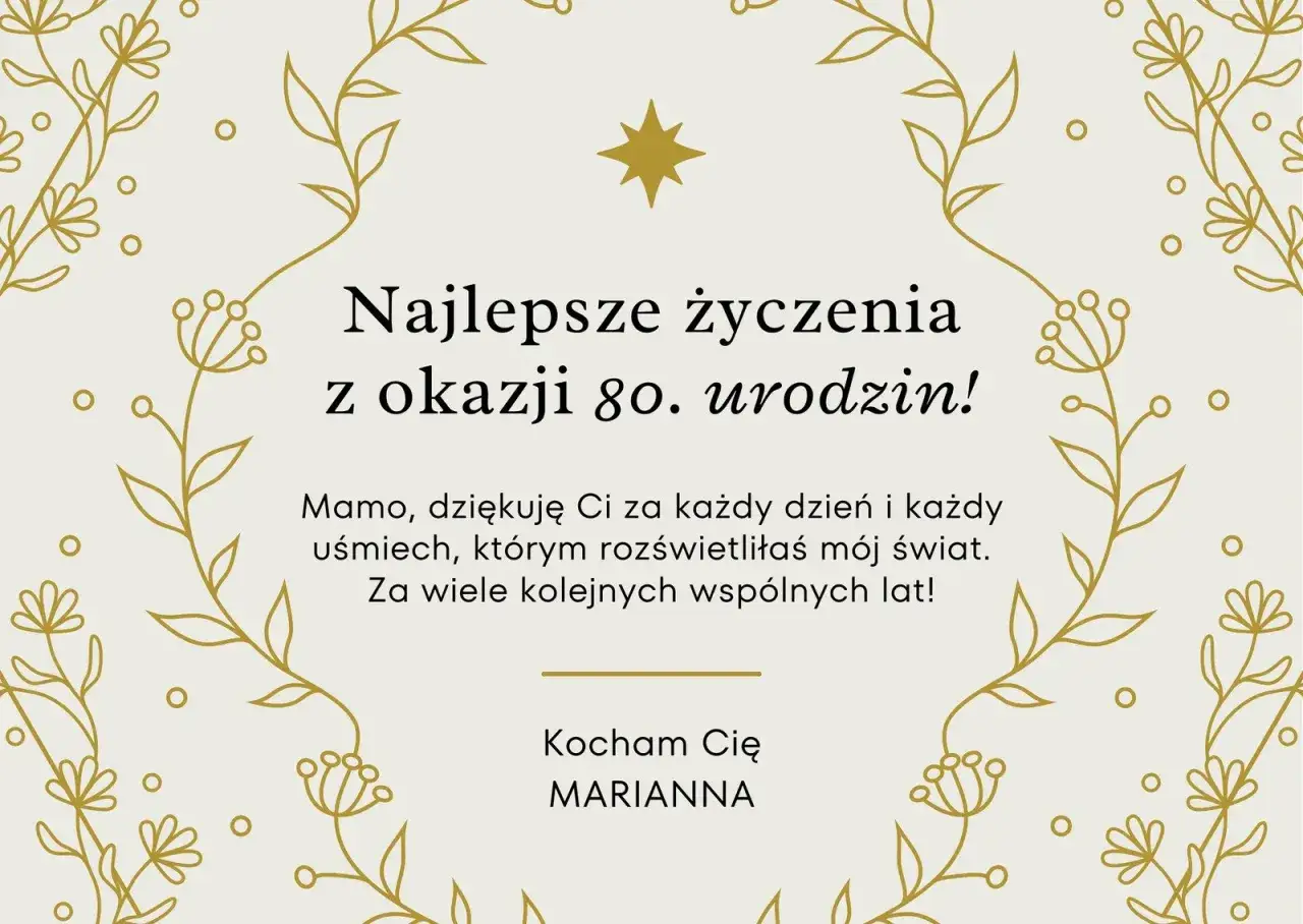 Kartka z życzeniami na 80. urodziny: 