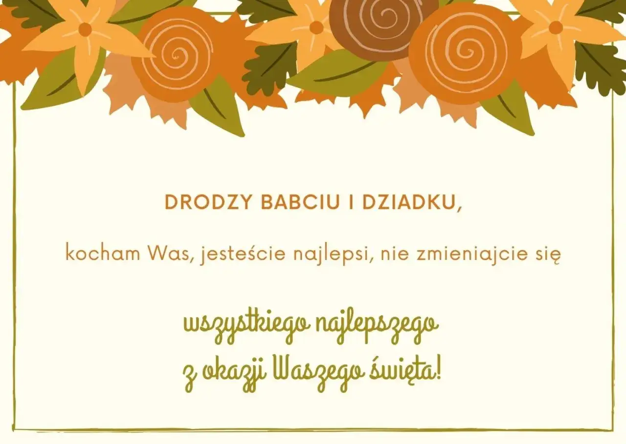 Urocze życzenia świąteczne dla babci i dziadka z jesiennymi ozdobami. Kocham Was, jesteście najlepsi!